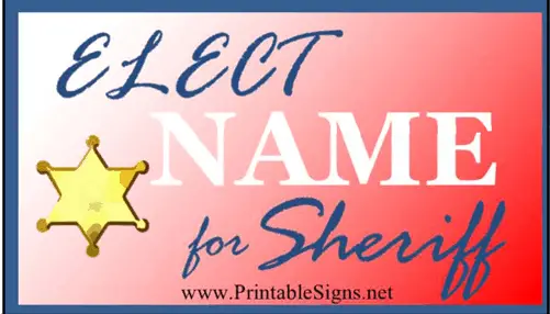 Sheriff Sign Palm Cards Sign