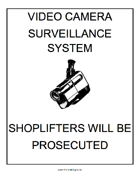 Shoplifters Prosecuted Sign