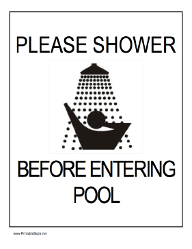 Shower Before Entering Pool Sign