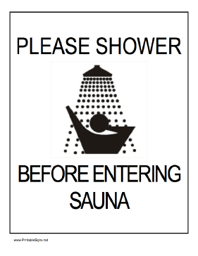 Shower Before Entering Sauna Sign