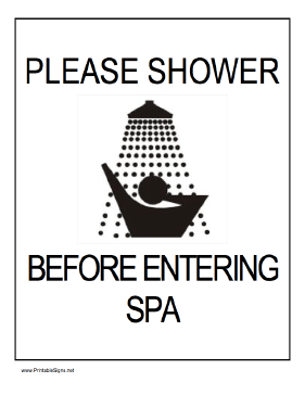 Shower Before Entering Spa Sign