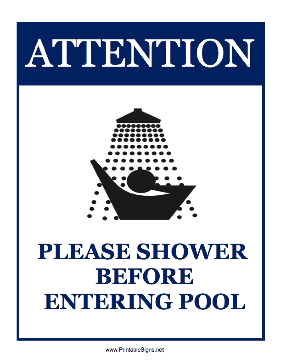 Shower Before Entering Pool Sign