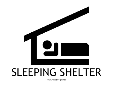 Sleeping Shelter with caption Sign