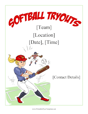 Softball Tryouts Sign