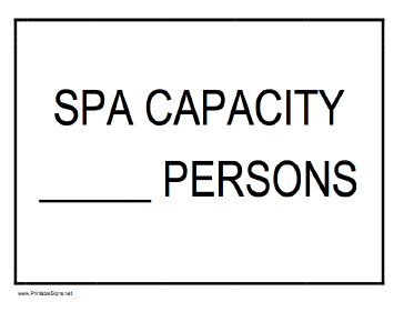 Spa Capacity Sign