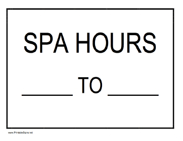 Spa Hours Sign