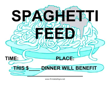 Spaghetti Feed Fundraiser Sign