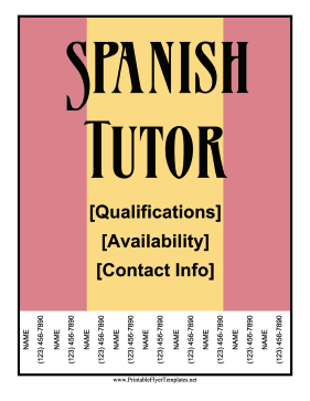 Spanish Tutor Flyer Sign