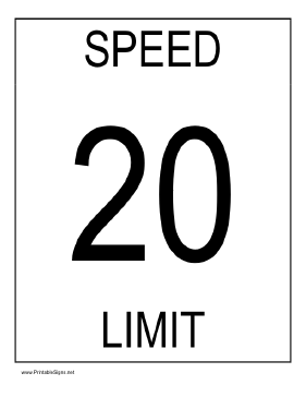 Speed Limit 20 Sign