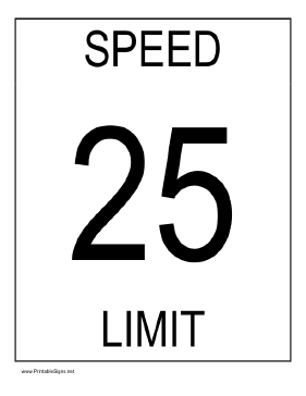 Speed Limit 25 Sign