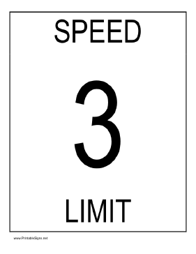 Speed Limit 3 Sign