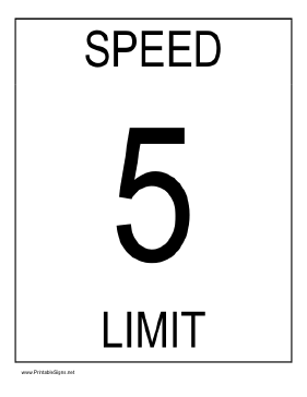 Speed Limit 5 Sign