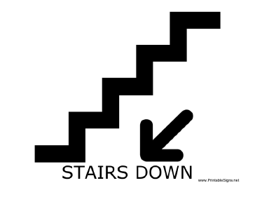 Stairs Down with caption Sign