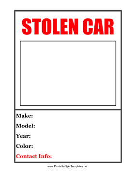 Stolen Car Flyer Sign