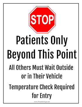 Stop Patients Only Sign
