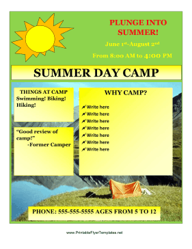 Summer Camp Flyer Sign