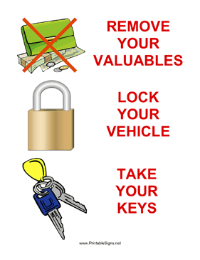 Three Steps to Secure Your Vehicle Sign