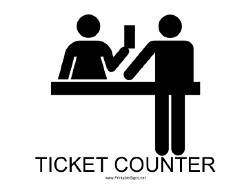 Ticket Counter with caption Sign