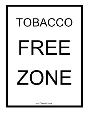 Tobacco Free Zone Sign