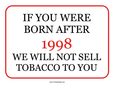 Tobacco Minimum Age 1998 Sign