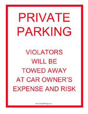 Tow Warning Private Parking Sign