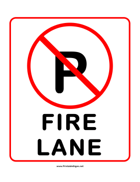 No Parking Fire Lane Sign