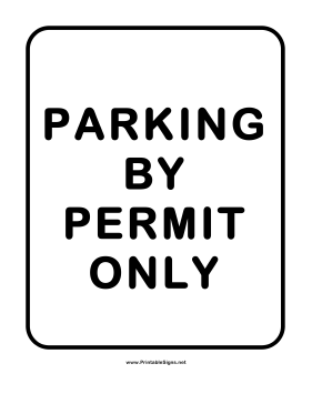 Parking By Permit Only Sign