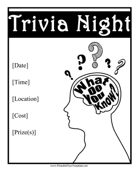 Trivia Night Flyer Sign