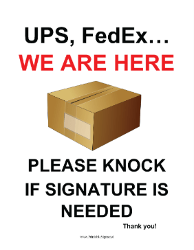 UPS FedEx Please Knock Sign