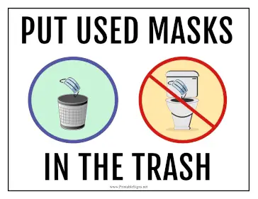 Used Masks In Trash Sign