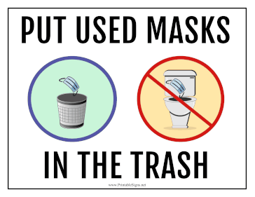 Used Masks In Trash Sign