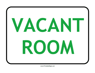 Vacant Room Sign