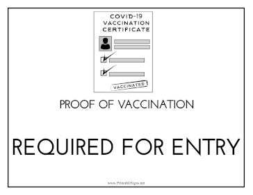 Vaccination Proof Required Sign