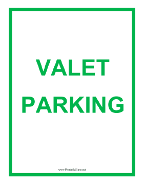 Valet Parking Green Sign