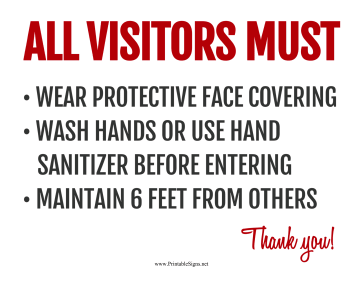 Visitor Requirements Sign