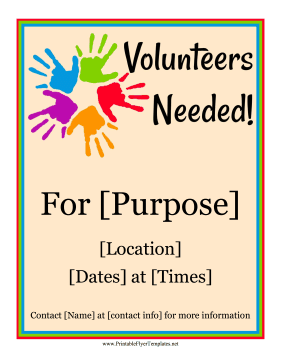Volunteers Needed Sign