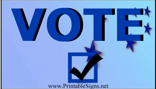 Vote Sign Blue Palm Cards Sign