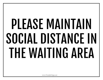 Waiting Area Social Distance Sign