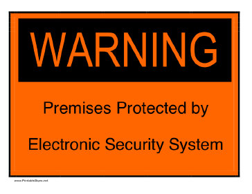 Electronic Security System Sign
