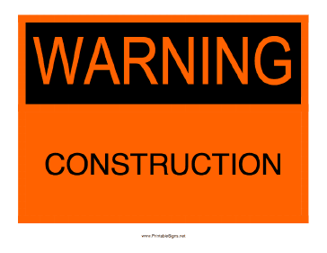 Warning Construction Sign