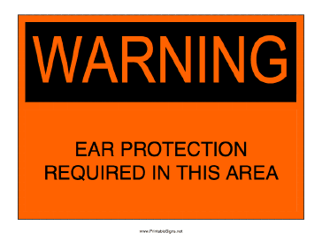 Ear Protection Required Sign