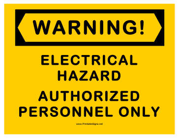 Warning Electrical Hazard Sign