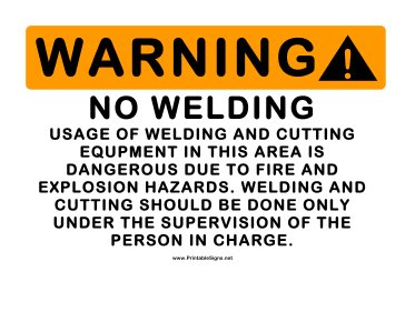 No Welding Sign