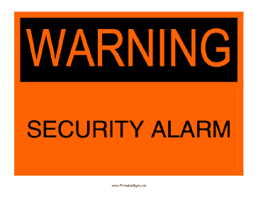 Warning Security Alarm Sign