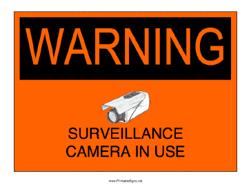 Surveillance Camera In Use Sign