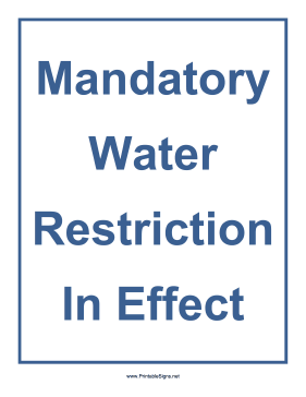 Water Restriction Sign