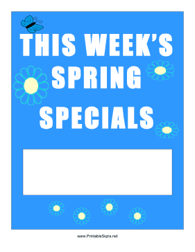 This Week's Spring Specials Sign