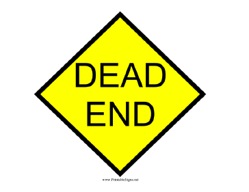 Yellow Dead End Sign
