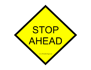 Yellow Stop Ahead Sign