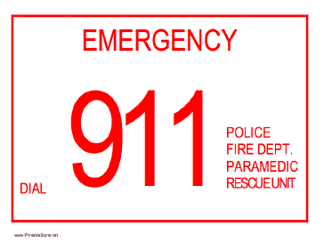 Emergency 911 Sign